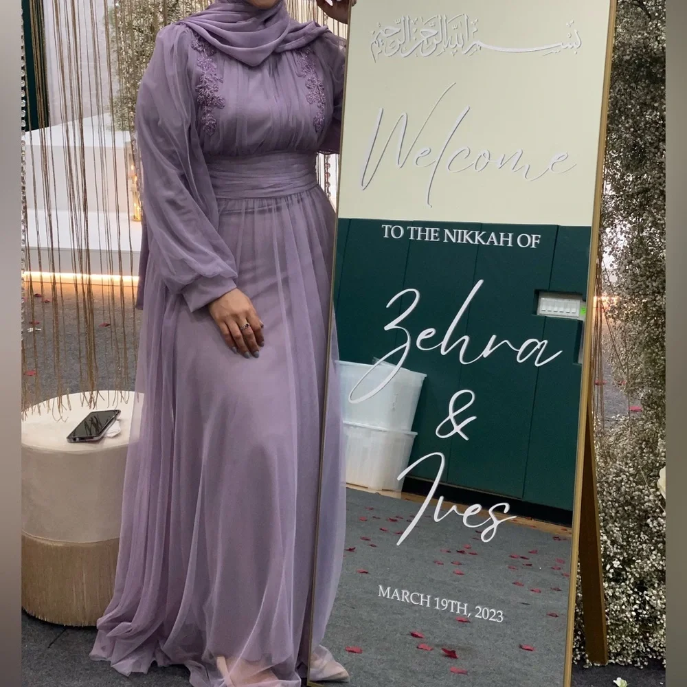 Lavender Long-Sleeve Maxi Dress with Sheer Overlay like size 12 Size 44 - Picture 6 of 11